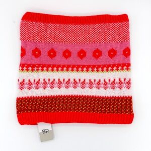 BP Red Goji Fairisle Knit Fleece Lined Snood Scarf